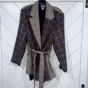 Future Collective x Kahlana Barfield Plaid Tie-Front Blazer